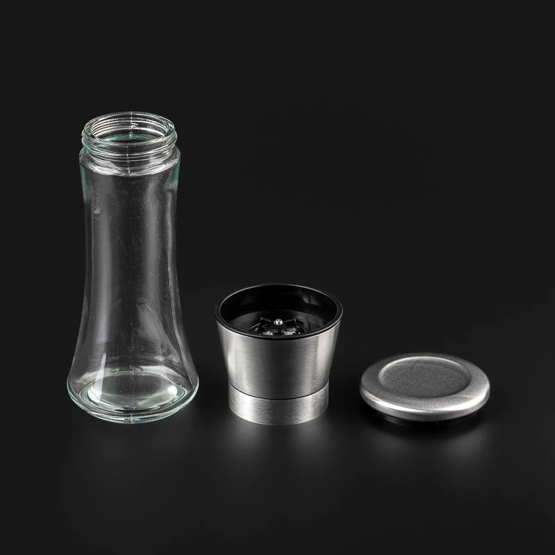 hot sales empty pepper mills glass bottle with grinding cap