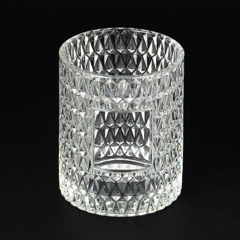 Private Label Glass Candle Jar High Quality Beautiful Diamond Glass Candle Holders