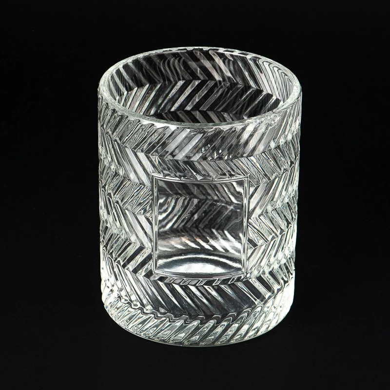 Popular Custom Color Embossed Pattern Glass Candle Jars