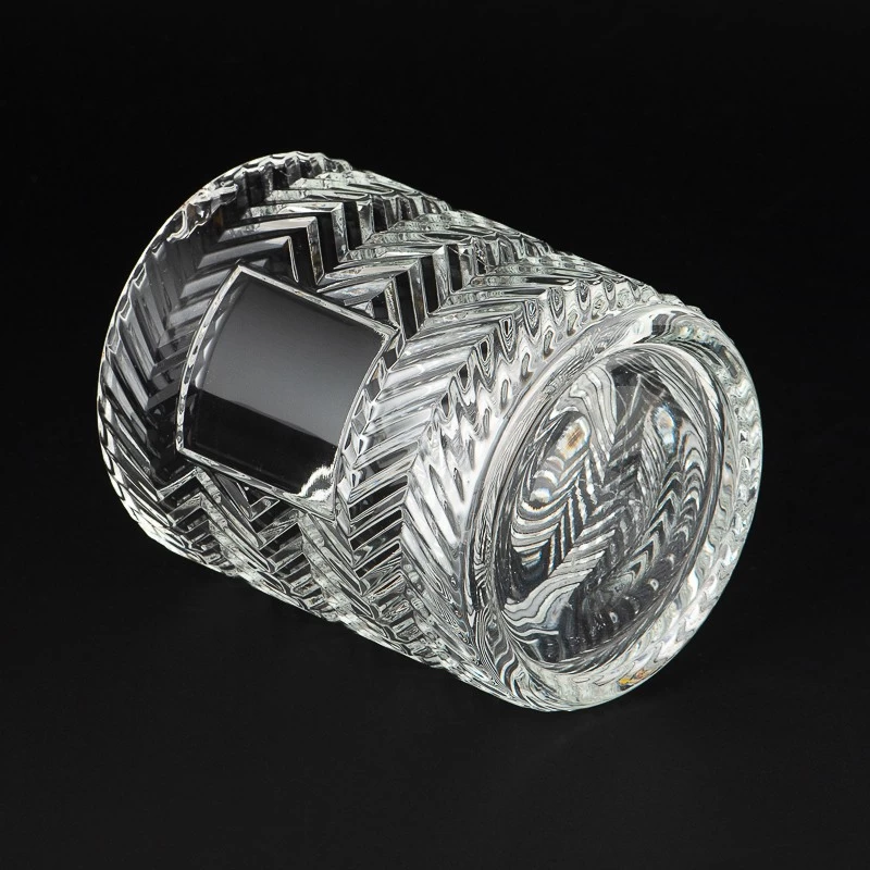 Popular Custom Color Embossed Pattern Glass Candle Jars