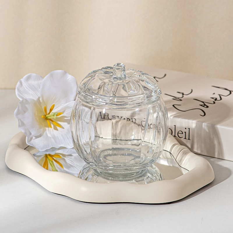 Custom Unique Pumpkin Glass Candle Jar With Lids Wholesale