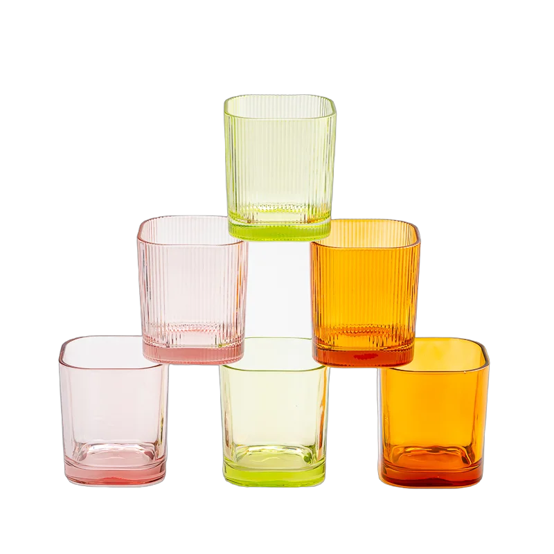  Popular green 9oz square glass candle container