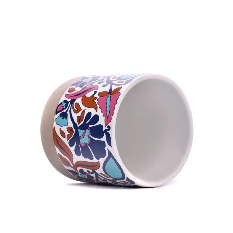Ceramic Candle Vessels Wholesale Custom Pattern Ceramic Jars For Candle Making