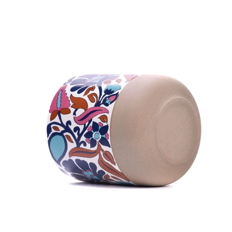 Ceramic Candle Vessels Wholesale Custom Pattern Ceramic Jars For Candle Making