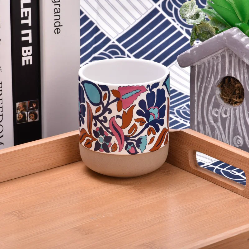 Ceramic Candle Vessels Wholesale Custom Pattern Ceramic Jars For Candle Making