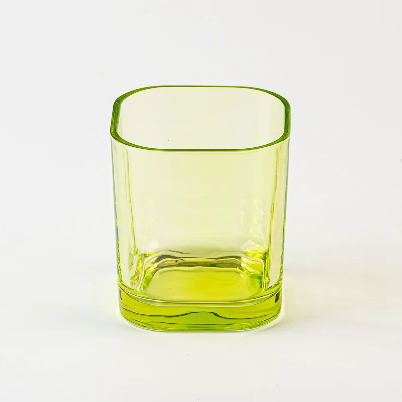  Popular green 9oz square glass candle container