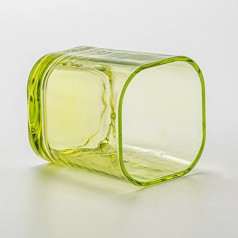  Popular green 9oz square glass candle container