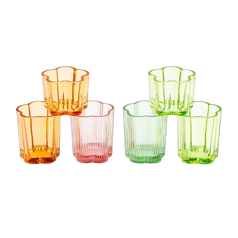 Wholesale pink color flower design glass candle jar with home decor