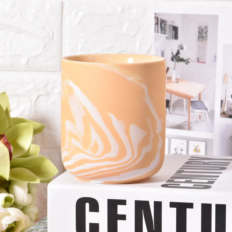 Marble Decoration Ceramic Candle Holders 12oz Ceramic Candle Jars Wholesale