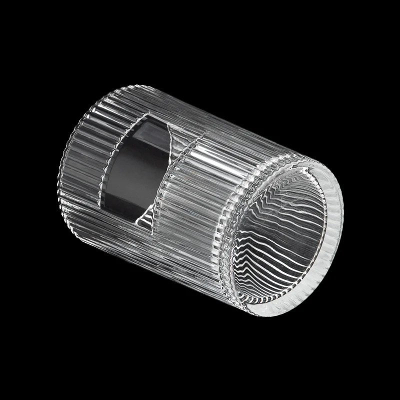 700ml Transparent Glass Vessles for Candle Making with Stripes Wholesale