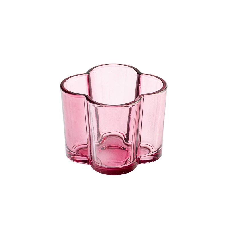 Flower Shaped 8oz Glass Container Scented Candle Holder Wholesaling