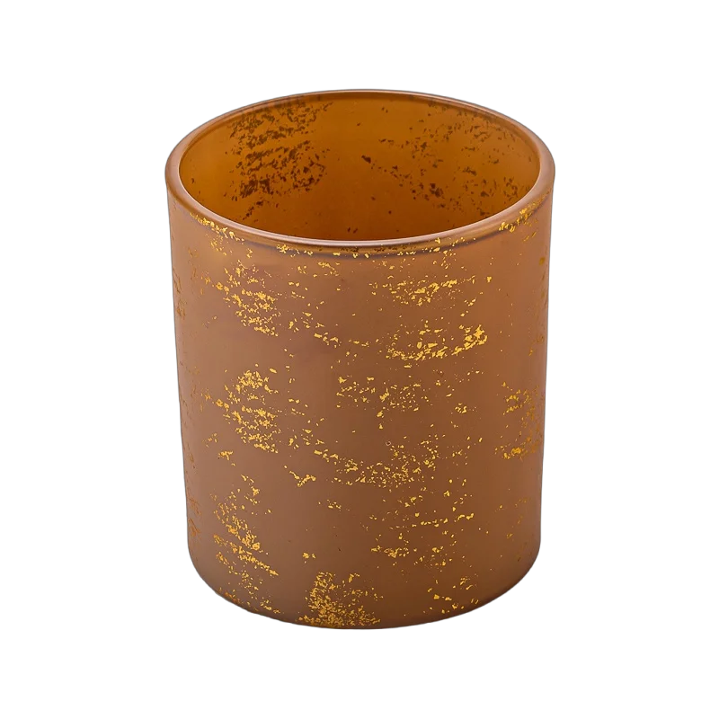 8oz matte glass candle jar with gold decor 