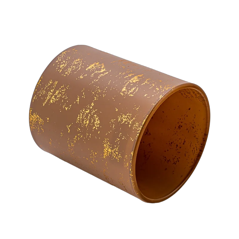 8oz matte glass candle jar with gold decor 