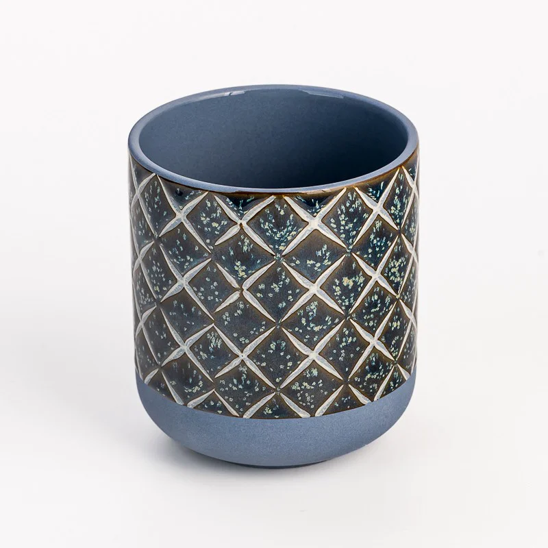 Wholesale Ceramic Candle Jar Pot Glazed Cylinder Home Decoration