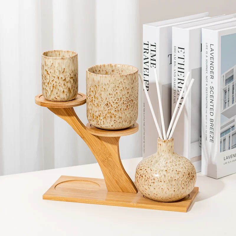 Vintage Ceramic Candle Jar Ceramic Diffuser Bottles For Home Decoration