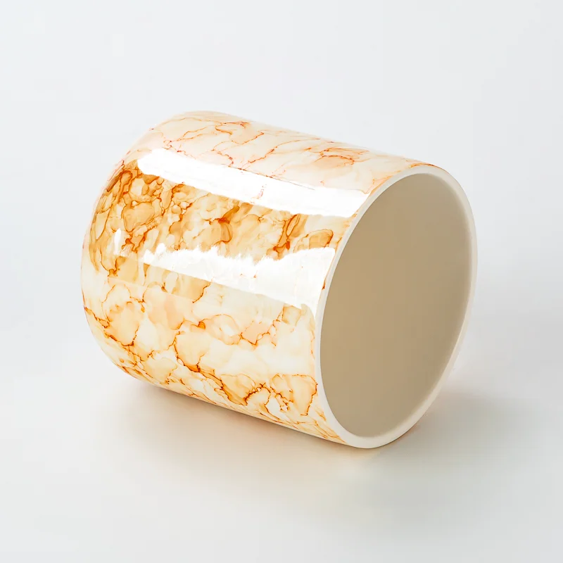 Custom 5oz 14oz Marble Ceramic Candle Jars For Home Decoration