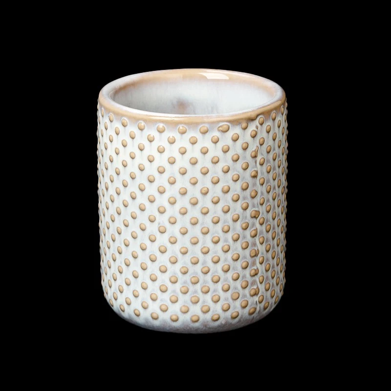Wholesale Spotty Porcelain Soy Wax Candle Vessels Jars Ceramic Candle Jar