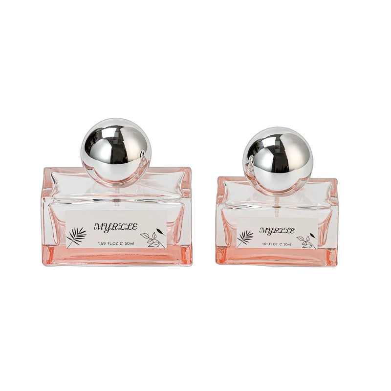 Whlolesale 30ml Luxury square Empty Glass Perfume Bottle with Silver Cap