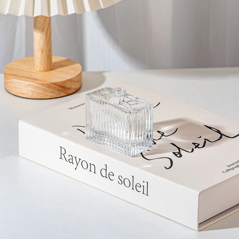 50ml Clear Crimp Glass Perfume Bottle with stripe