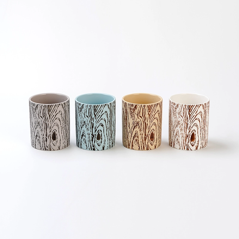 China Unique Ceramic Candle Jar Fragrance Aromatherapy Candle Unique Texture Ceramic Candle Vessel For Decoration manufacturer