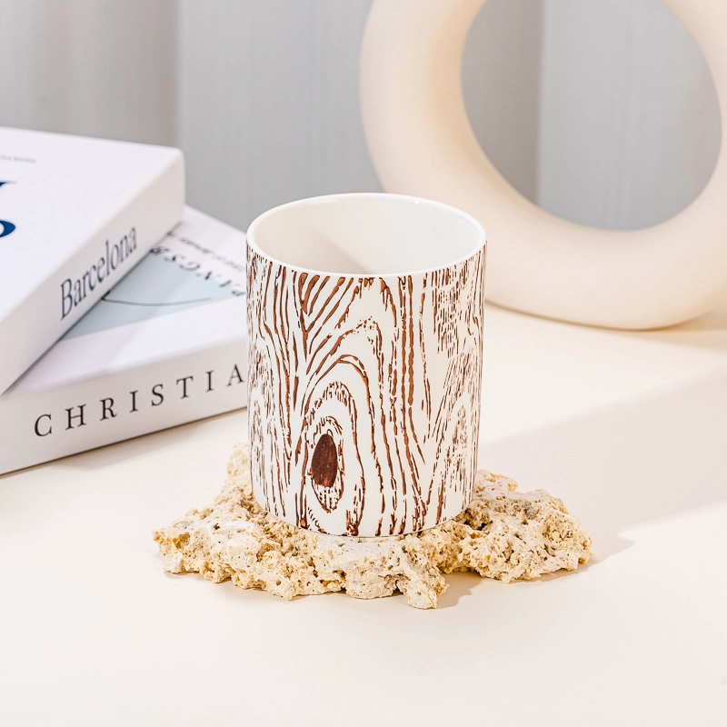 Unique Ceramic Candle Jar Fragrance Aromatherapy Candle Unique Texture Ceramic Candle Vessel For Decoration