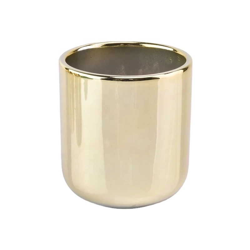 Gold electroplating Ceramic Candle Jars For Home Decor wholesale