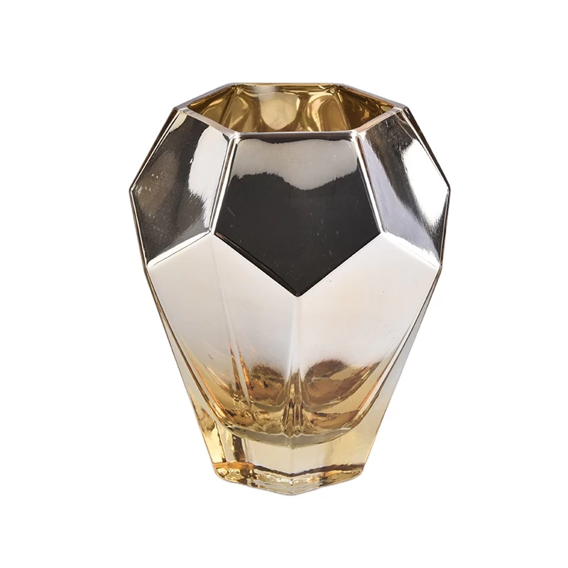 Wholesale Gold Polyhedral Glass Candle Jars