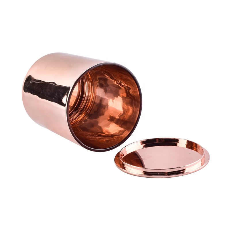 10oz Decorative Rose Gold Candle Jars With Metal lid Wholesale