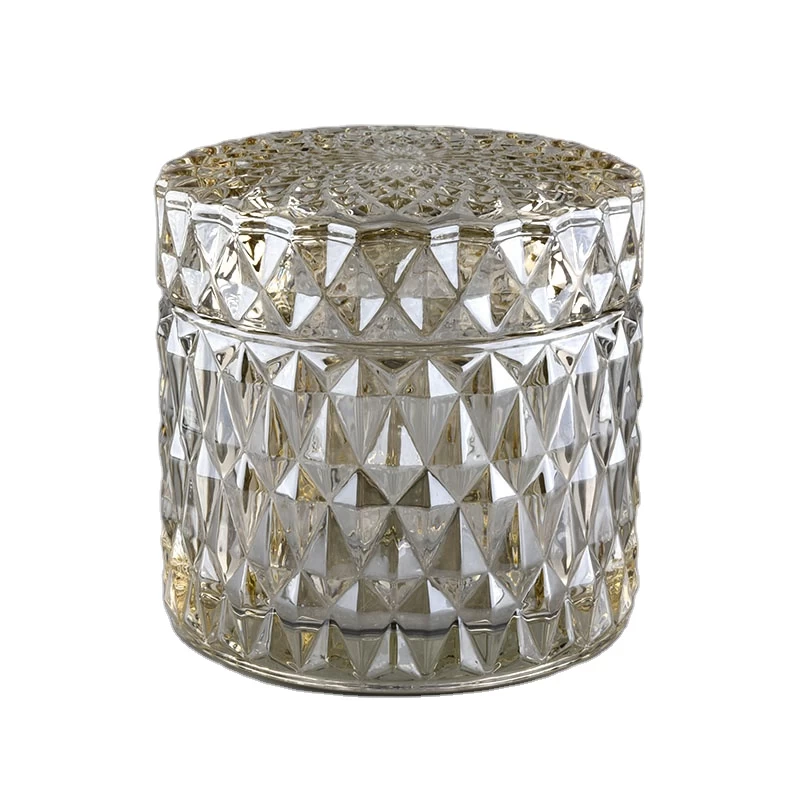 Diamond Cut Candle Glass Container With Lids for wholesale