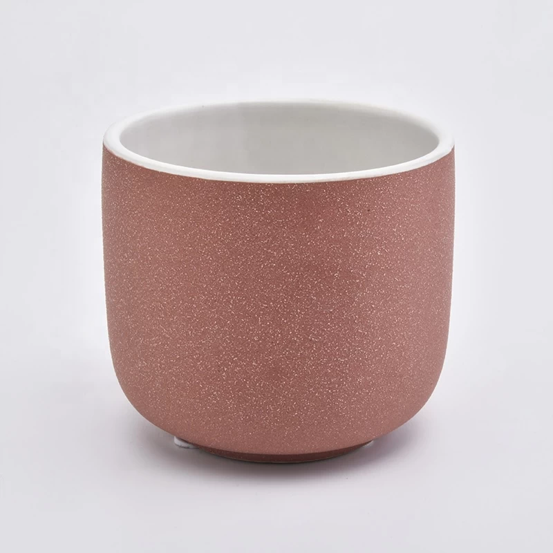 Eco-friendly matte red Ceramic Candle container ceramic candle vessel
