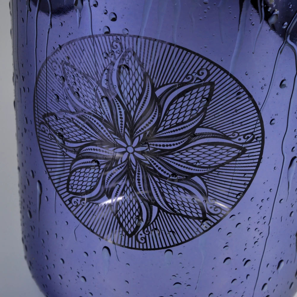 Raindrop Laser Pattern Glass Candle Jar With Round Bottom