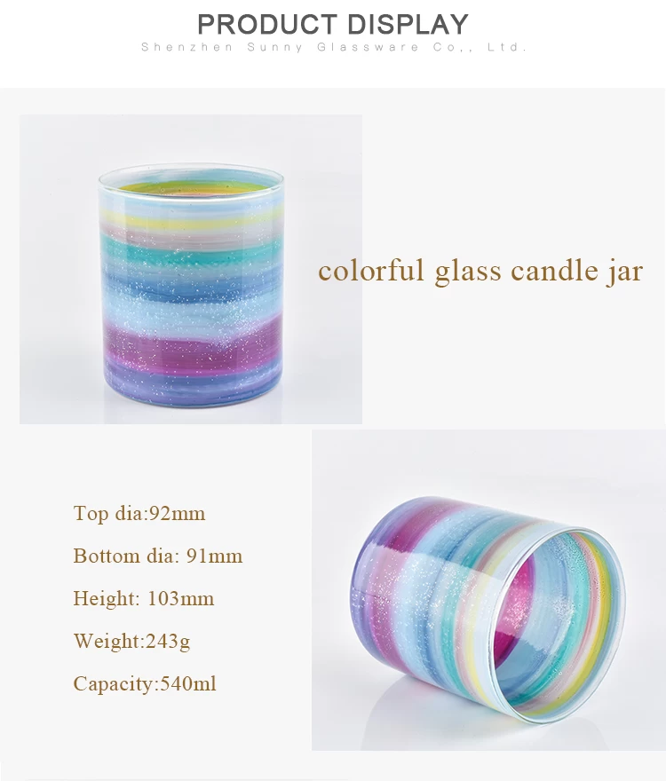 cylinder colorful glass candle jar tumblers for home wedding party