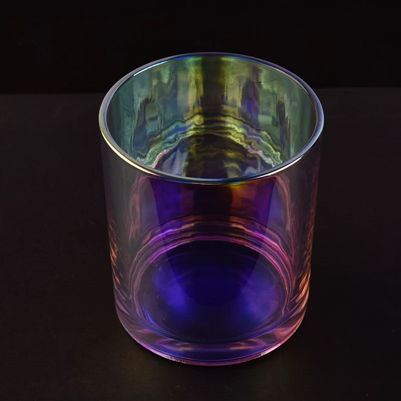 Luxury iridescent glass candle jar
