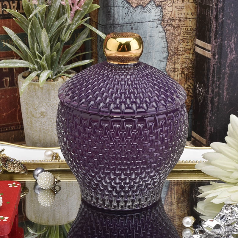 Wholesale Luxury GEO Cut Glass Candle Jar With Lids