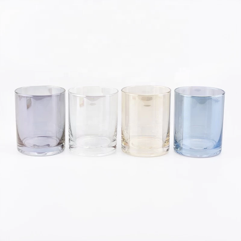 Luxury Cylinder Candle Glass Jar With Ion Plating
