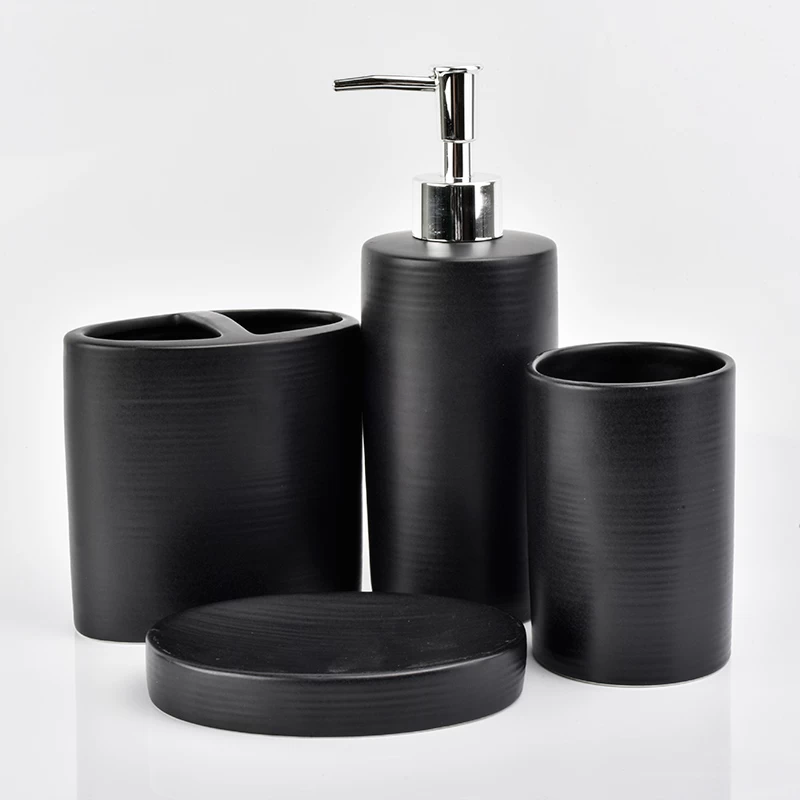 Luxury Ceramic Black hotel Bathroom Accessories Sets China