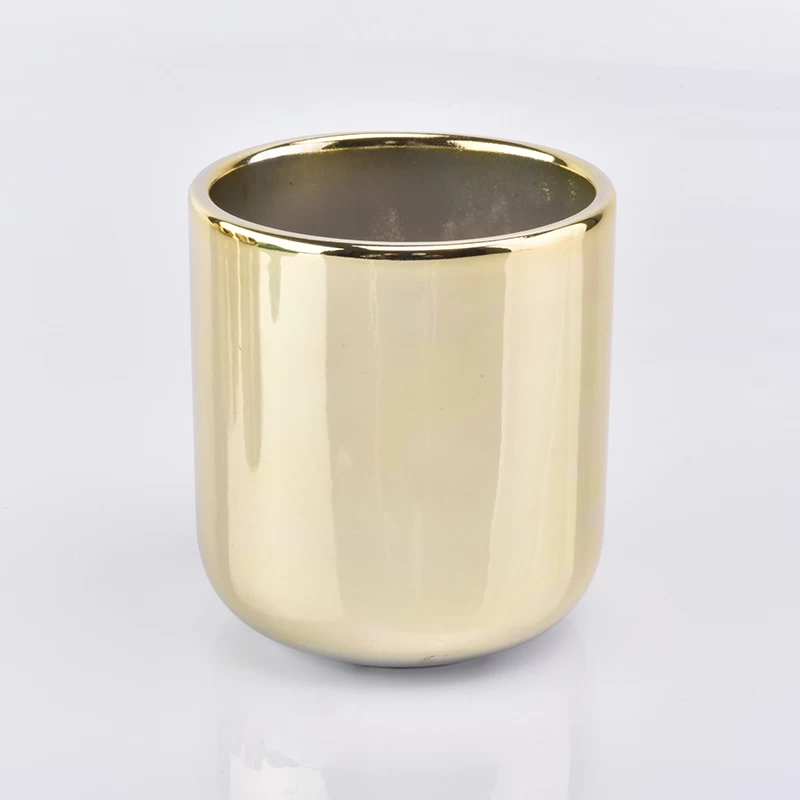 Gold electroplating Ceramic Candle Jars For Home Decor