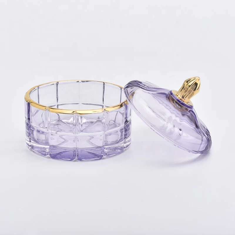 Crystal luxury Glass Candle holder with lid wedding decoration