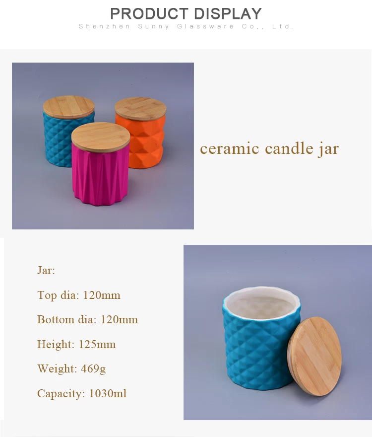 high quality modern ceramic candle holder with  wood lids wholesale