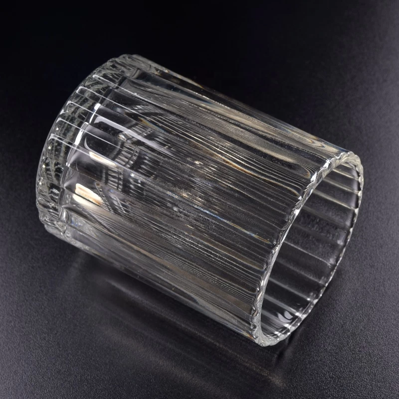 cheapest factory price clear stripe glass candle jar