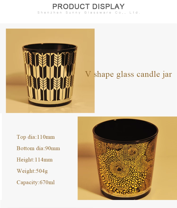 home goods V shape large empty glass candle jar for candle