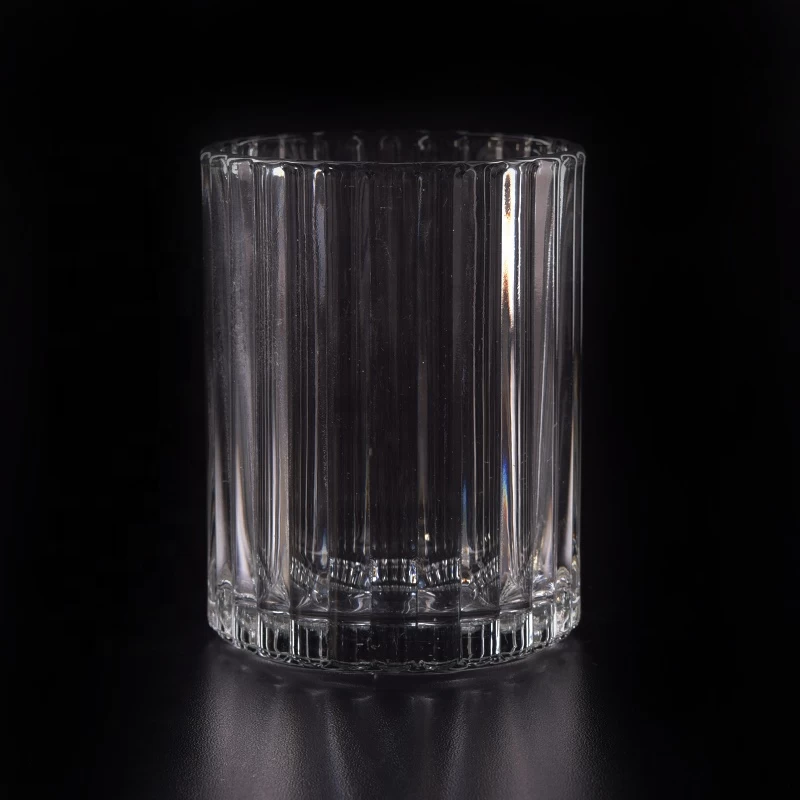 cheapest factory price clear stripe glass candle jar