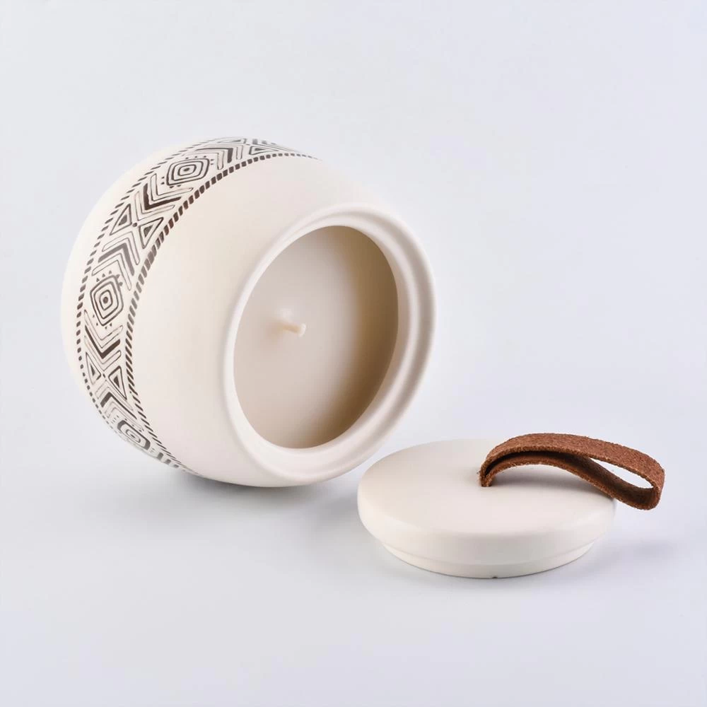 bulk natural ceramic tea light candle incense burner jar container with lid