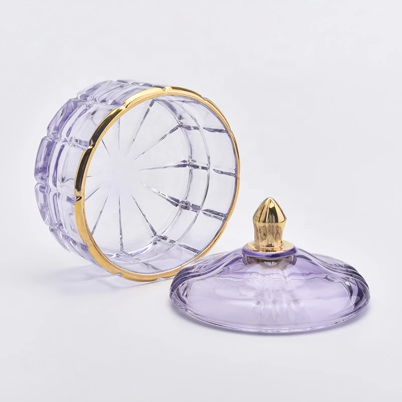 Crystal luxury Glass Candle holder with lid wedding decoration