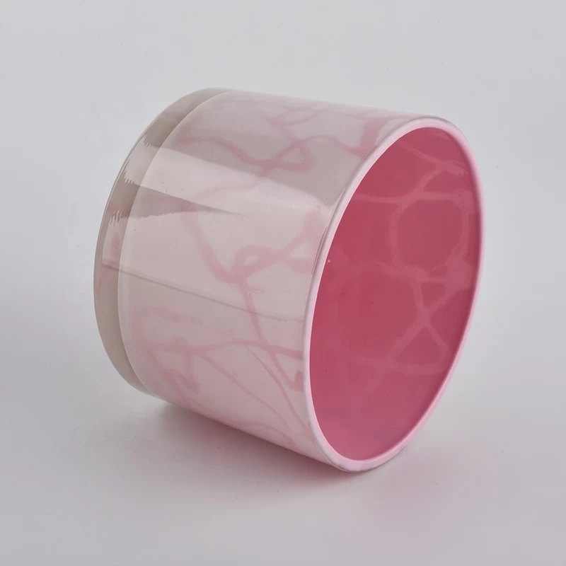 500ML Pink cylinder  Glass Jar Candle Wholesale for wedding