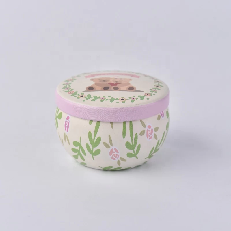 Metal cute candle tins printed for candle making with lids