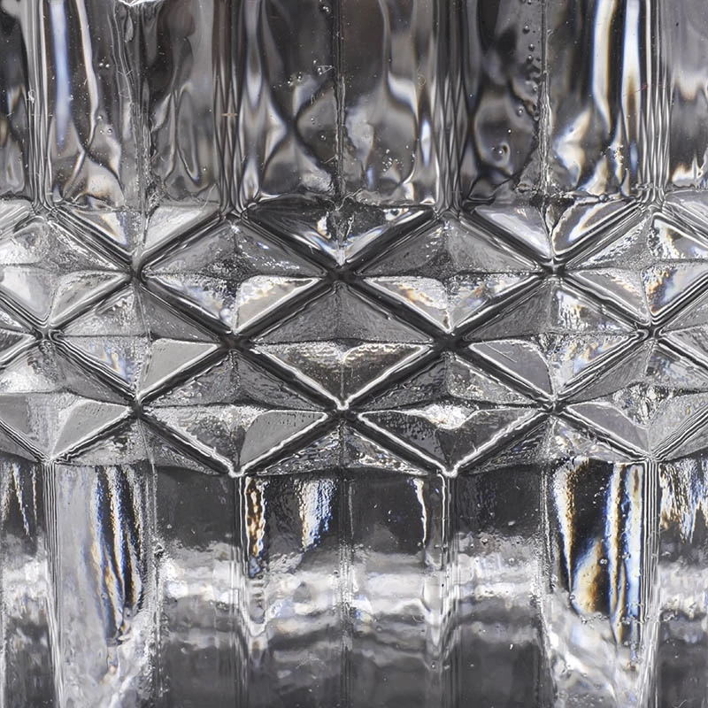250ml Crystal Diamond Geo Cut Glass Candle Jars With Lids