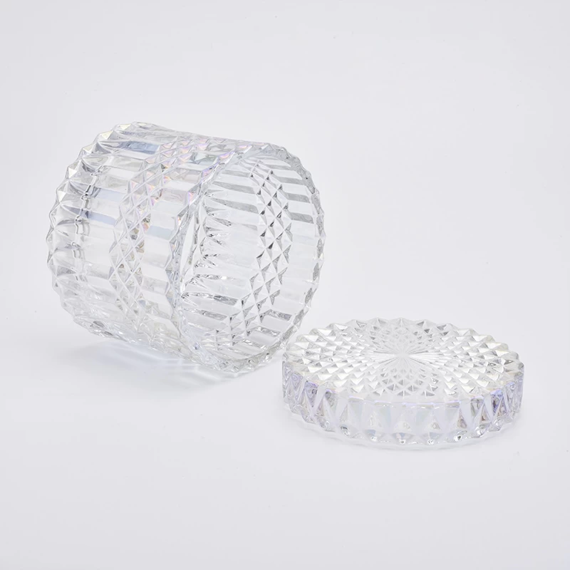250ml GEO Cut Glass Candle Jar With Lids Wholesale