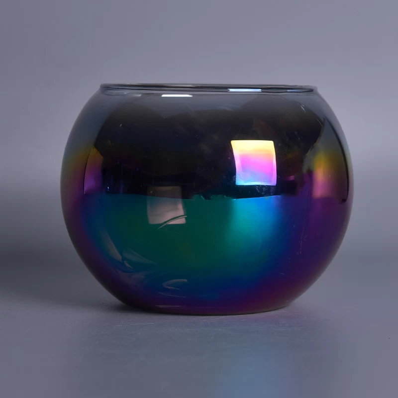 Custom Ball Shaped Candle Glass Jars With Holographic Decoration