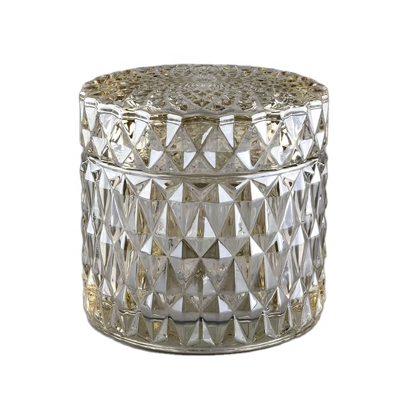 Diamond Cut Candle Container With Glass Lid wholesale
